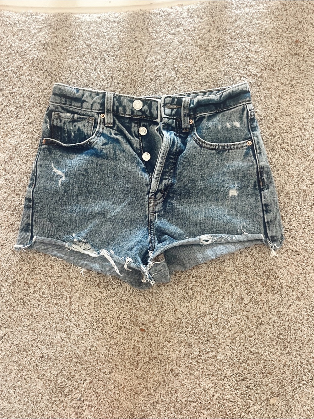 wild fable Distressed Button-Fly Denim Shorts - Blue